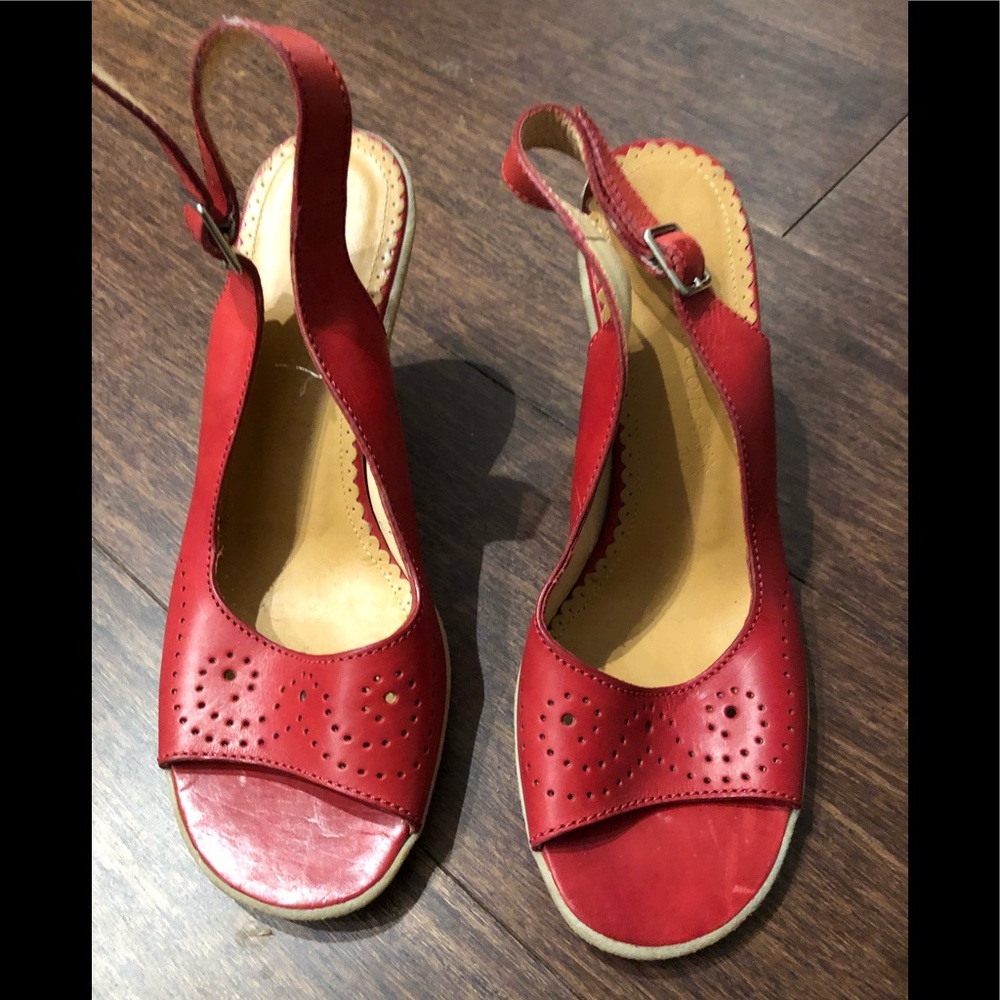 VTG Marc Jacobs red leather wedges Sz 6